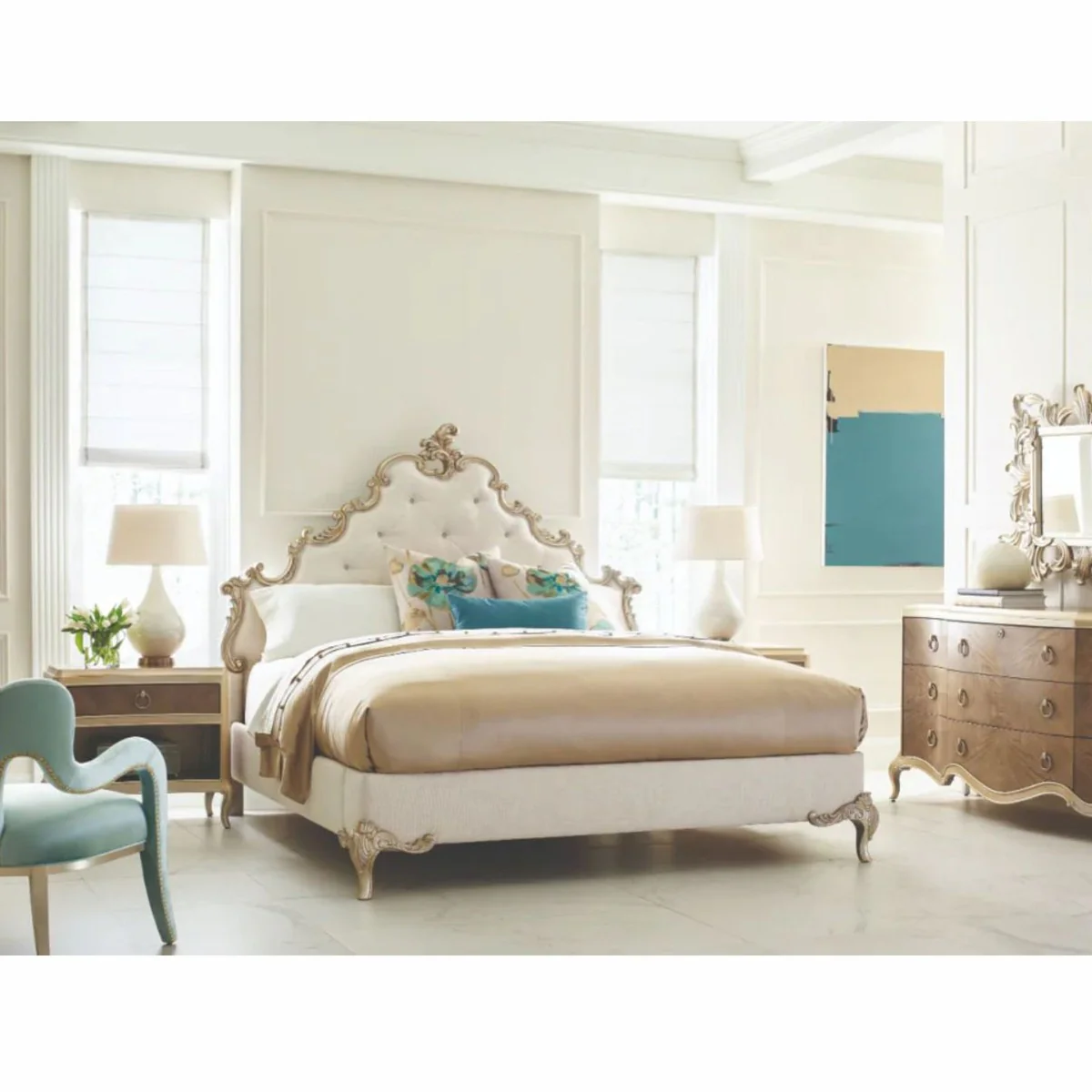 Casa Padrino c¨®moda barroco de lujo con 9 cajones marr¨®n / oro-champ¨¢n 185 cm