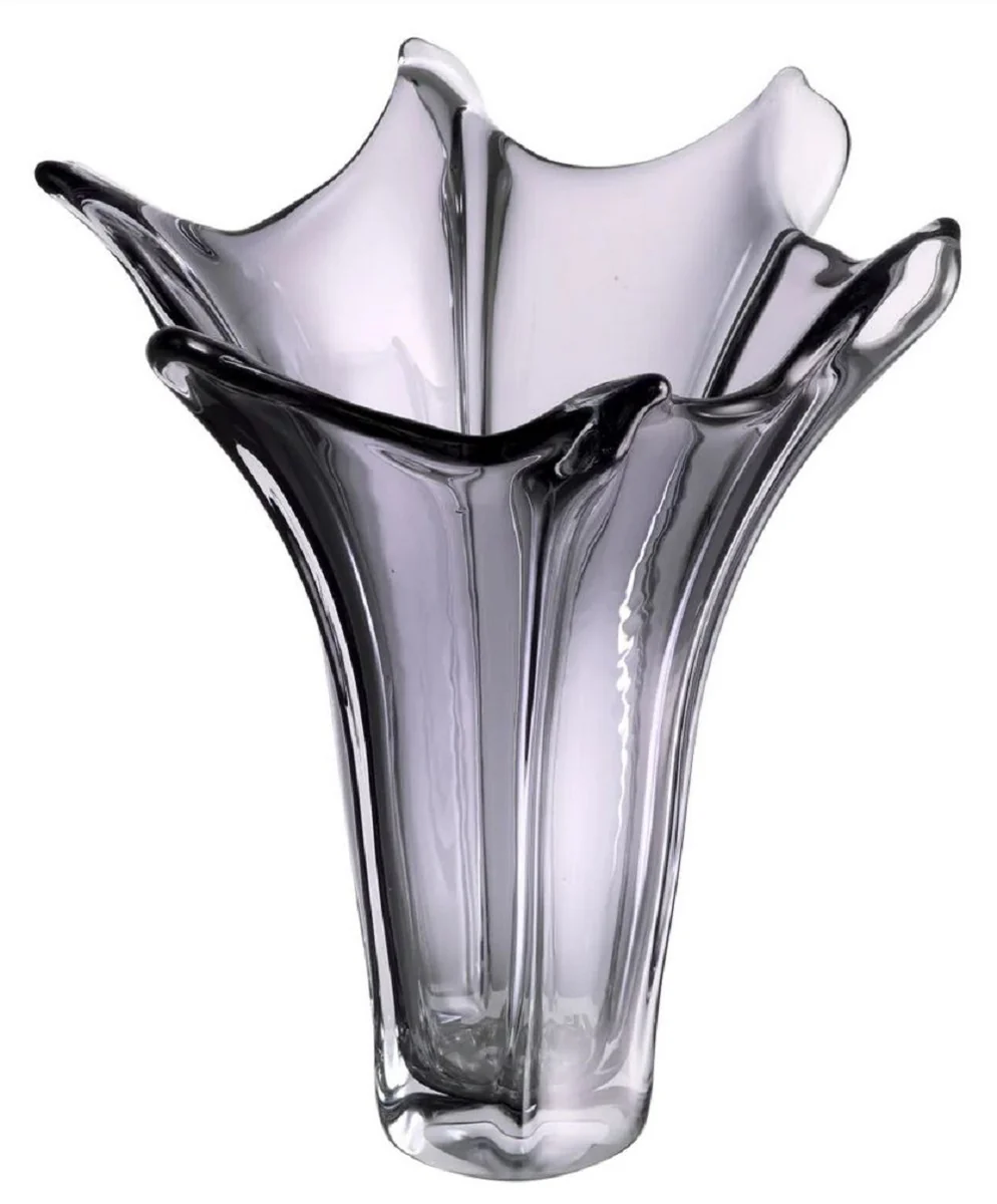 Casa Padrino florero de cristal de lujo gris Ø 32 x A. 35 cm - Florero soplado a mano - Florero decorativo - Accesorios decorativos - Jarrones decorativos de cristal - Accesorios de lujo