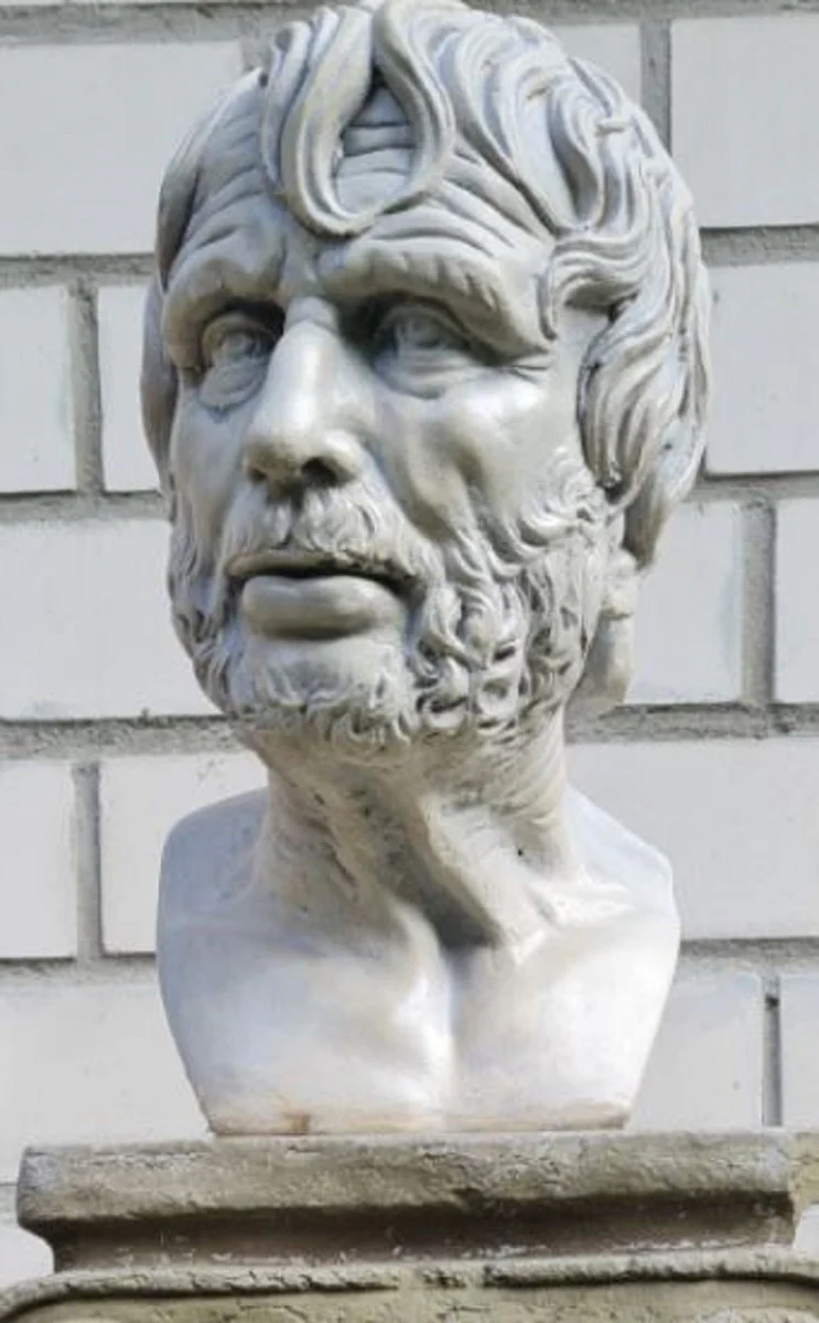 Casa Padrino busto de piedra de decoraci¨®n de jard¨ªn Art Nouveau hombre gris 17 x 26 x A. 41 cm - Escultura de piedra para decoraci¨®n de jard¨ªn - Decoraci¨®n de Jard¨ªn Barroco y Art Nouveau