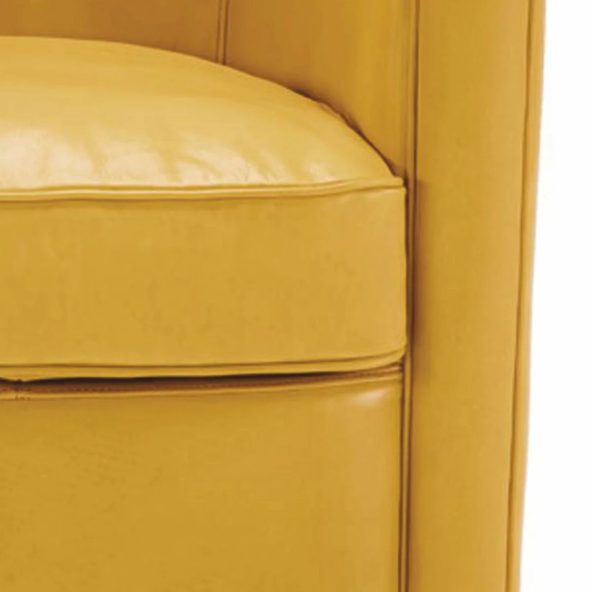 Casa Padrino sill¨®n de lujo de cuero genuino de sala de estar amarillo / negro - Muebles de cuero