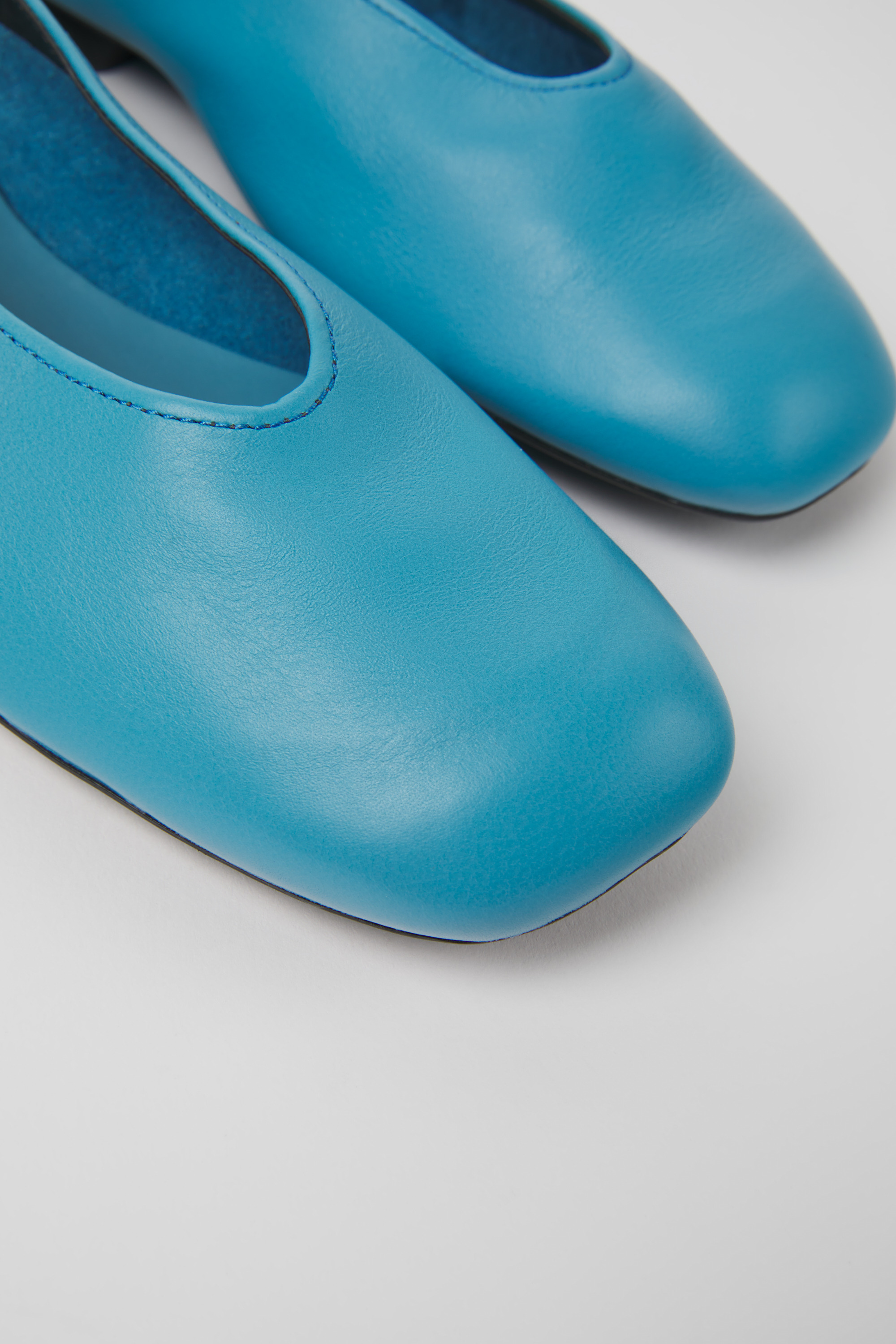 Casi Myra - Blue leather ballerinas for women