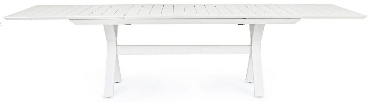 Casa Padrino mesa de jardín de lujo blanco 200-300 x 110 x A. 76 cm - Mesa de comedor extensible de aluminio con recubrimiento en polvo - Mesa de jardín y terraza - Muebles de jardín y terraza