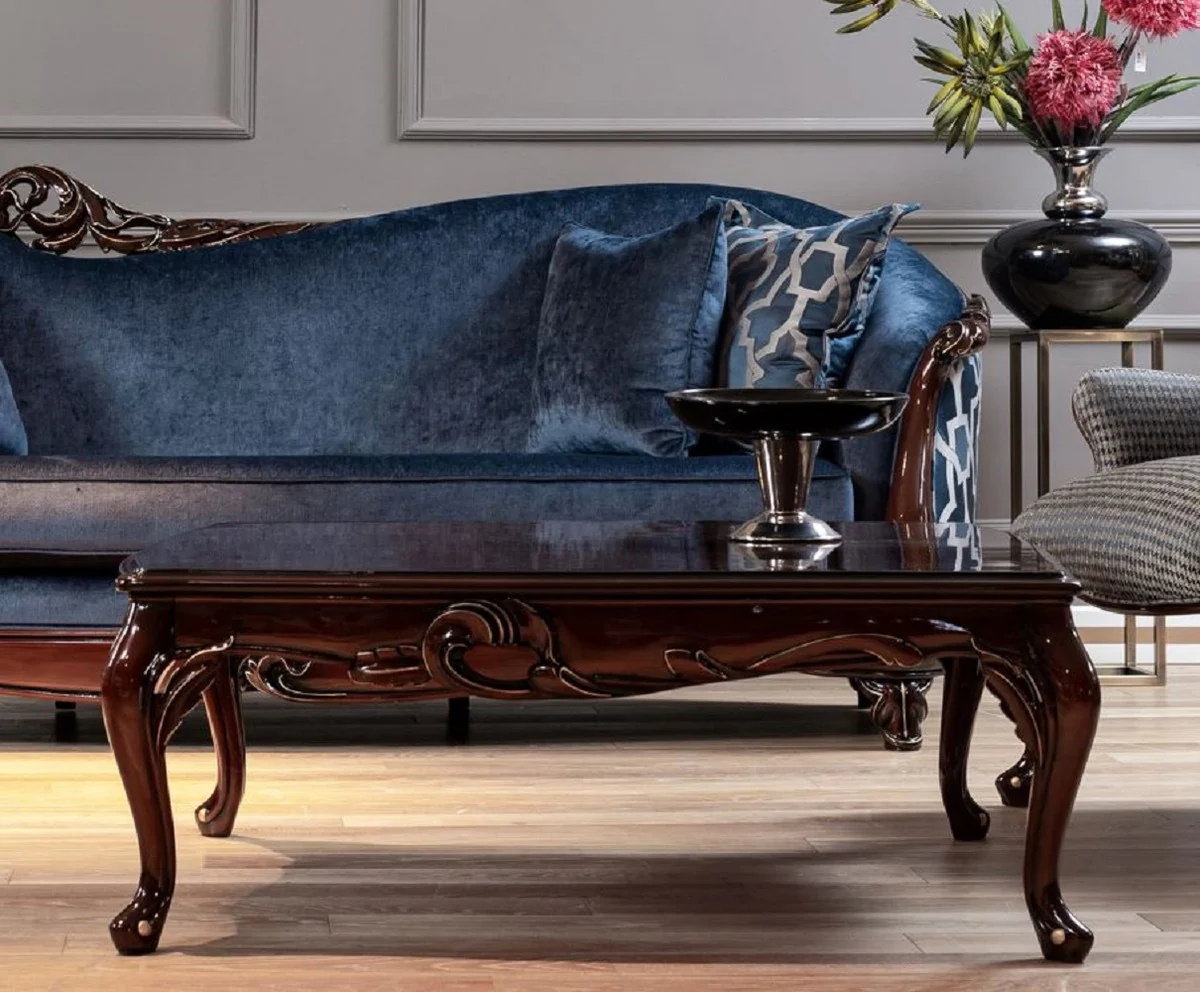 Casa Padrino mesa de centro barroco de lujo marr¨®n oscuro / oro - Mesa de sal¨®n de madera maciza hecha a mano - Muebles de sal¨®n barrocos