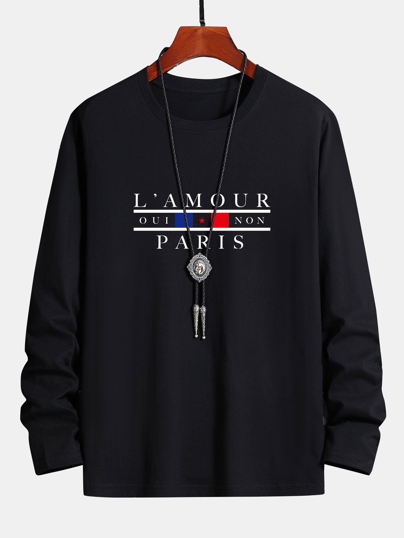 Long Sleeve Paris Slogan Print Cotton T-Shirt