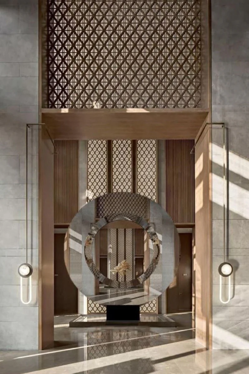 Casa Padrino espejo de pie de lujo Negro 250 x 19 x A. 268 cm - Espejo redondo enorme - Espejo de Hotel - Colecci¨®n de Lujo