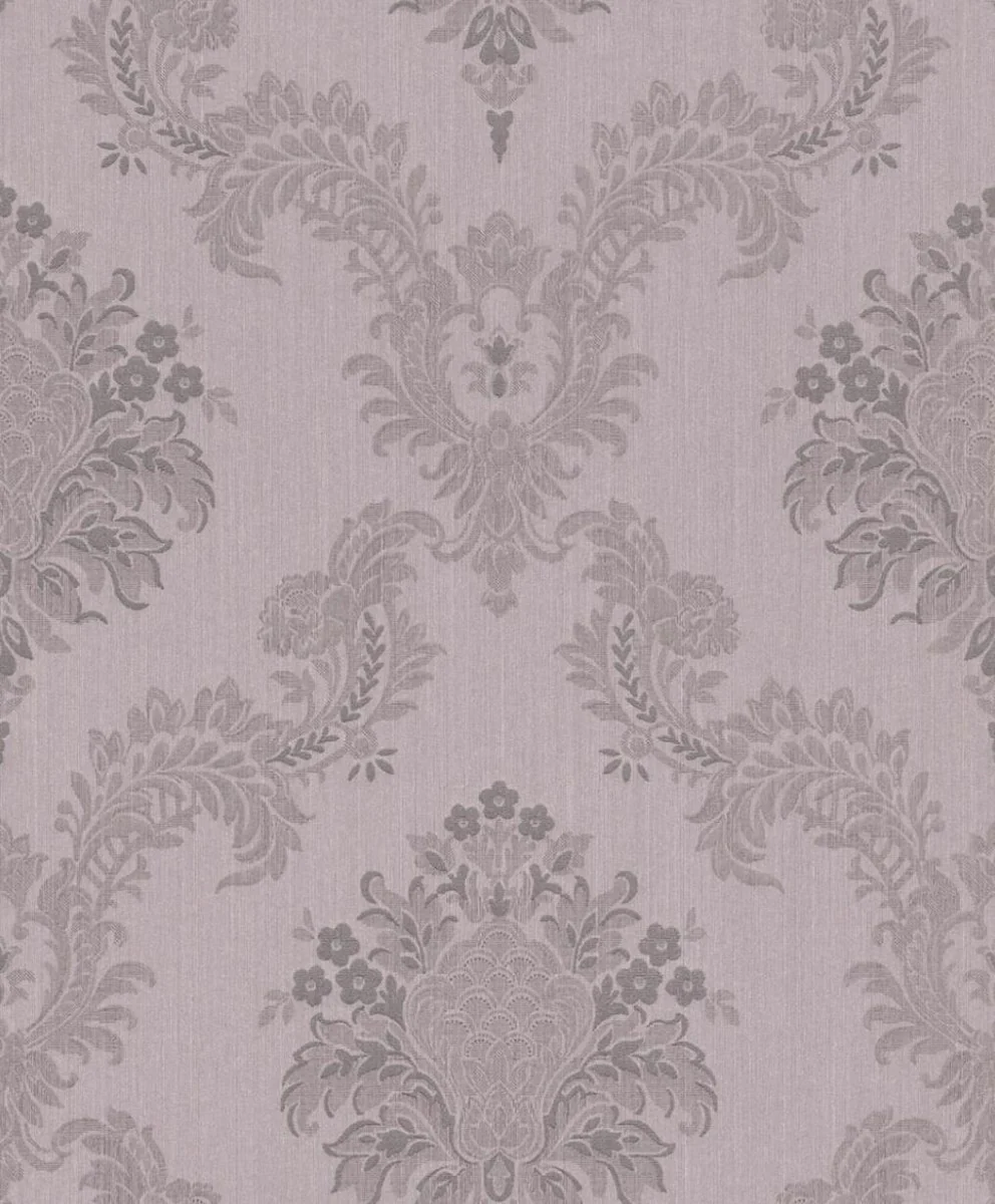 Casa Padrino papel tapiz textil barroco lila / gris 10,05 x 0,53 m - Papel Tapiz de la Sala de Estar de Alta Calidad en Estilo Barroco