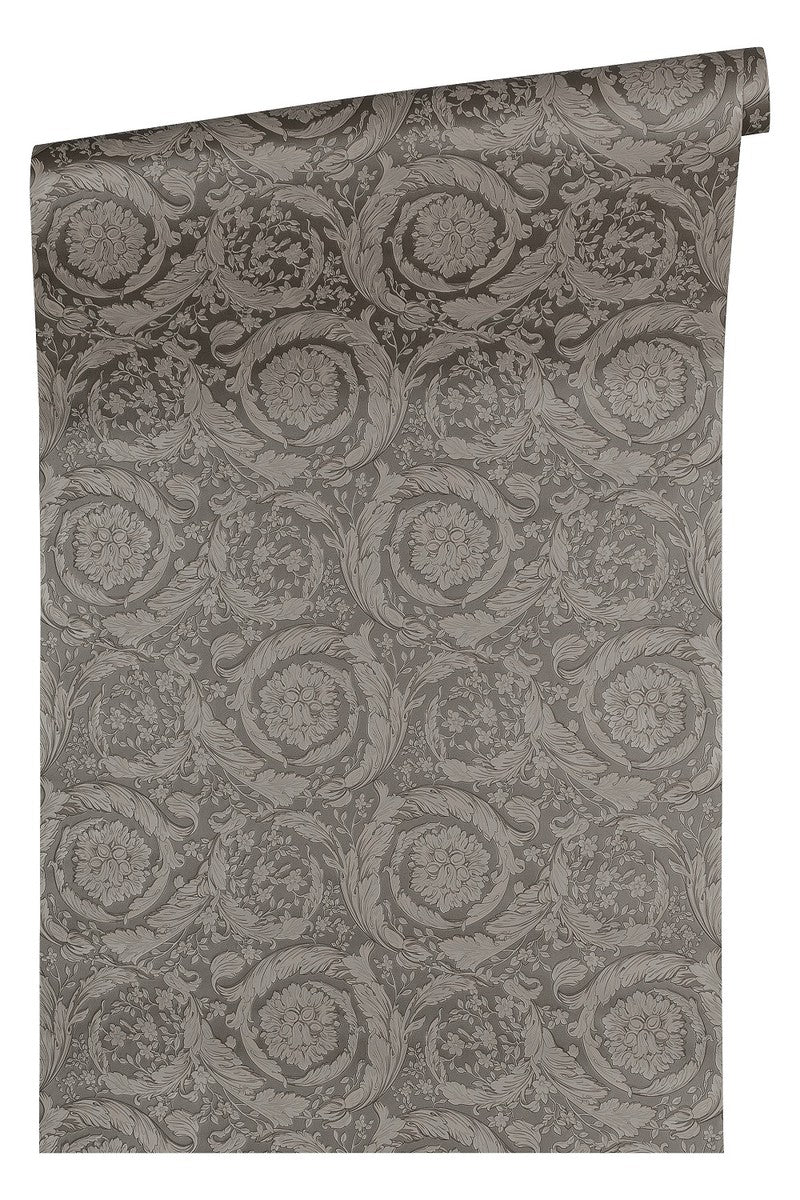 Versace Papel Pintado No Tejido Flores Barocco 935836 Gris / Plata - Papel Pintado de Diseño - Accesorios Deco