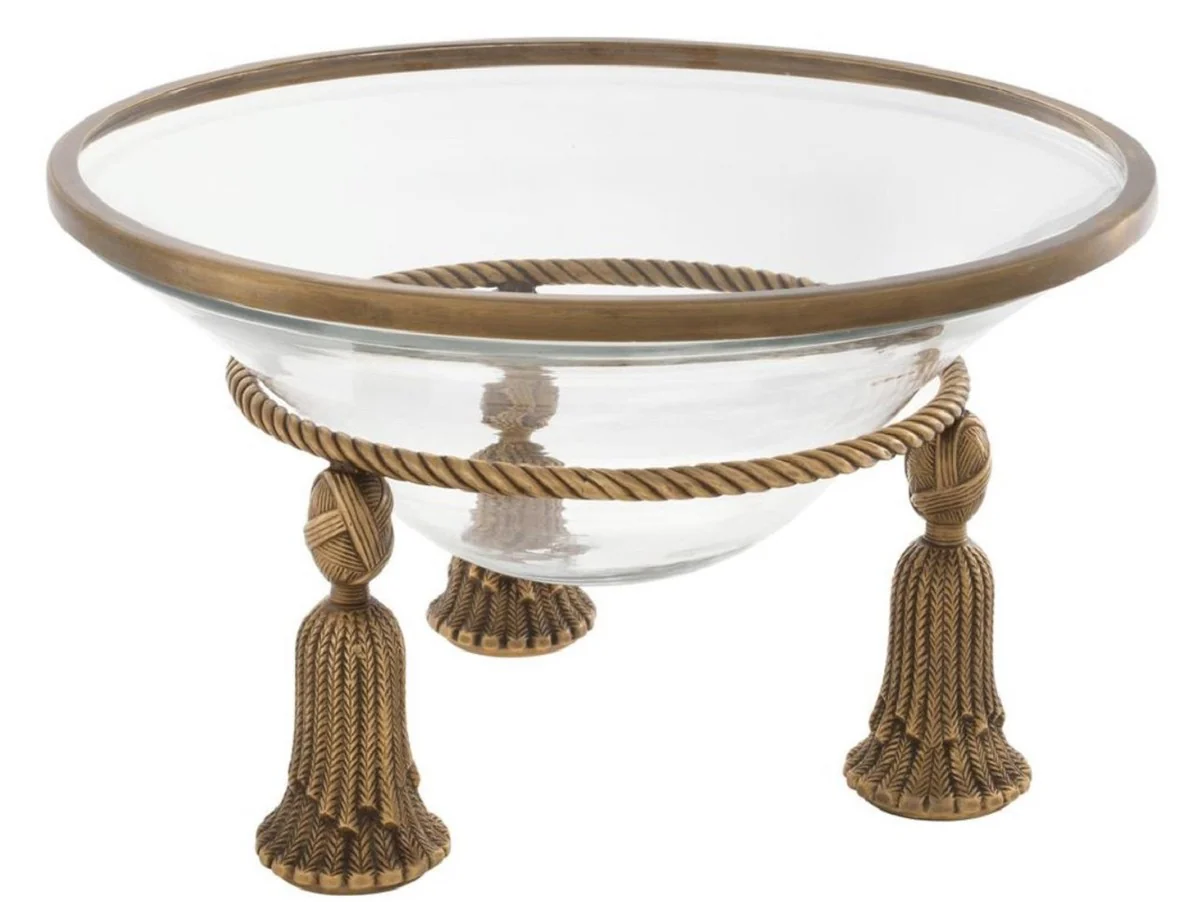 Casa Padrino tazón de lujo latón vintage Ø 36 x H. 21 cm - Accesorios de Decoración de Hotel y Restaurante