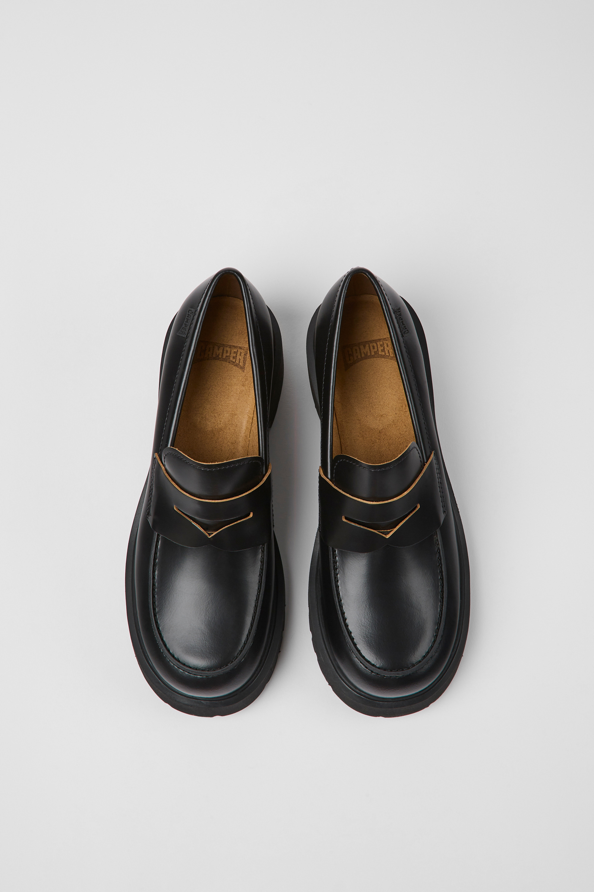 Milah - Black leather loafers for women