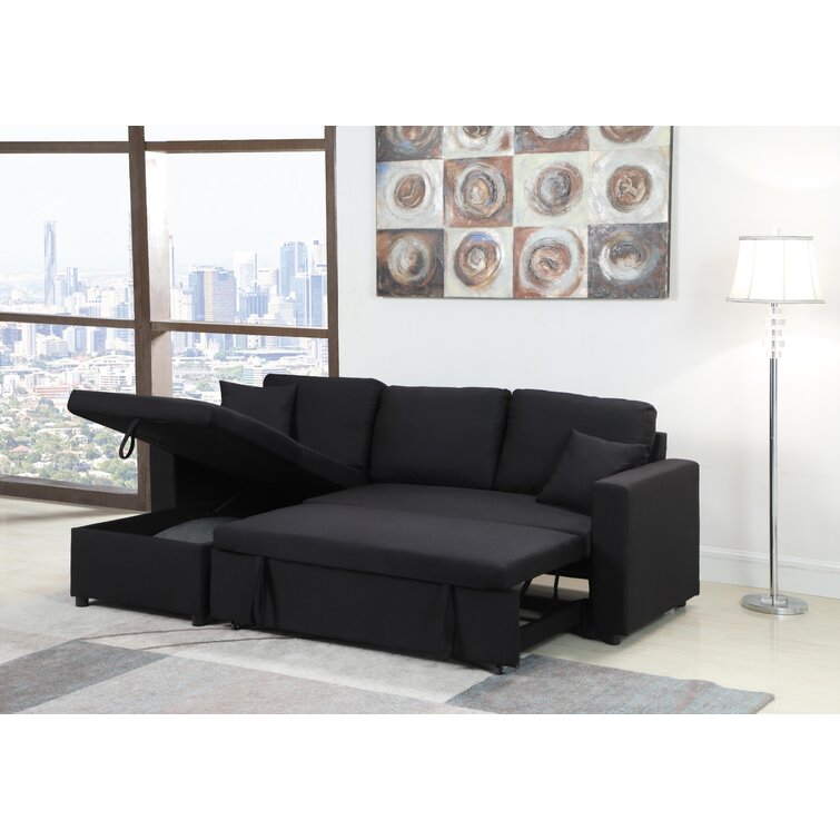 Vernita 87��� Wide Linen Reversible Sleeper Sofa & Chaise