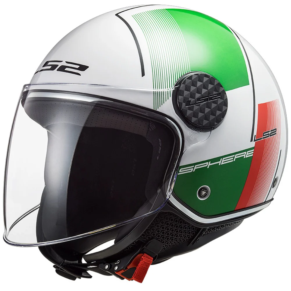 CASCO JET LS2 OF558 SPHERE LUX FIRM - BLANCO / VERDE / ROJO