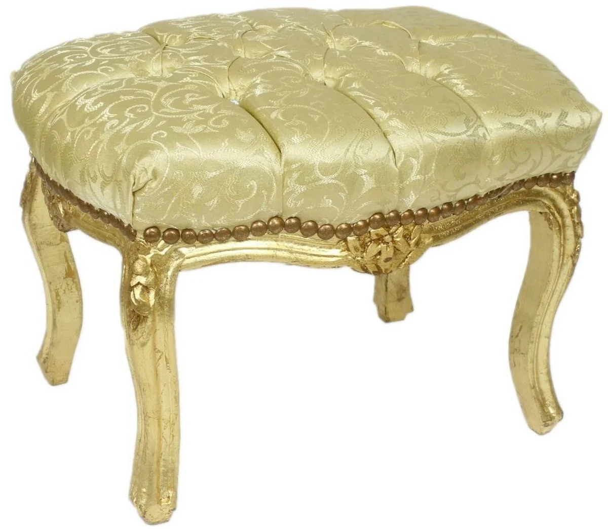 Casa Padrino taburete barroco oro patr¨®n / oro 50 x 40 x A. 35 cm - Taburete barroco hecho a mano con pedrer¨ªa - Muebles de estilo barroco