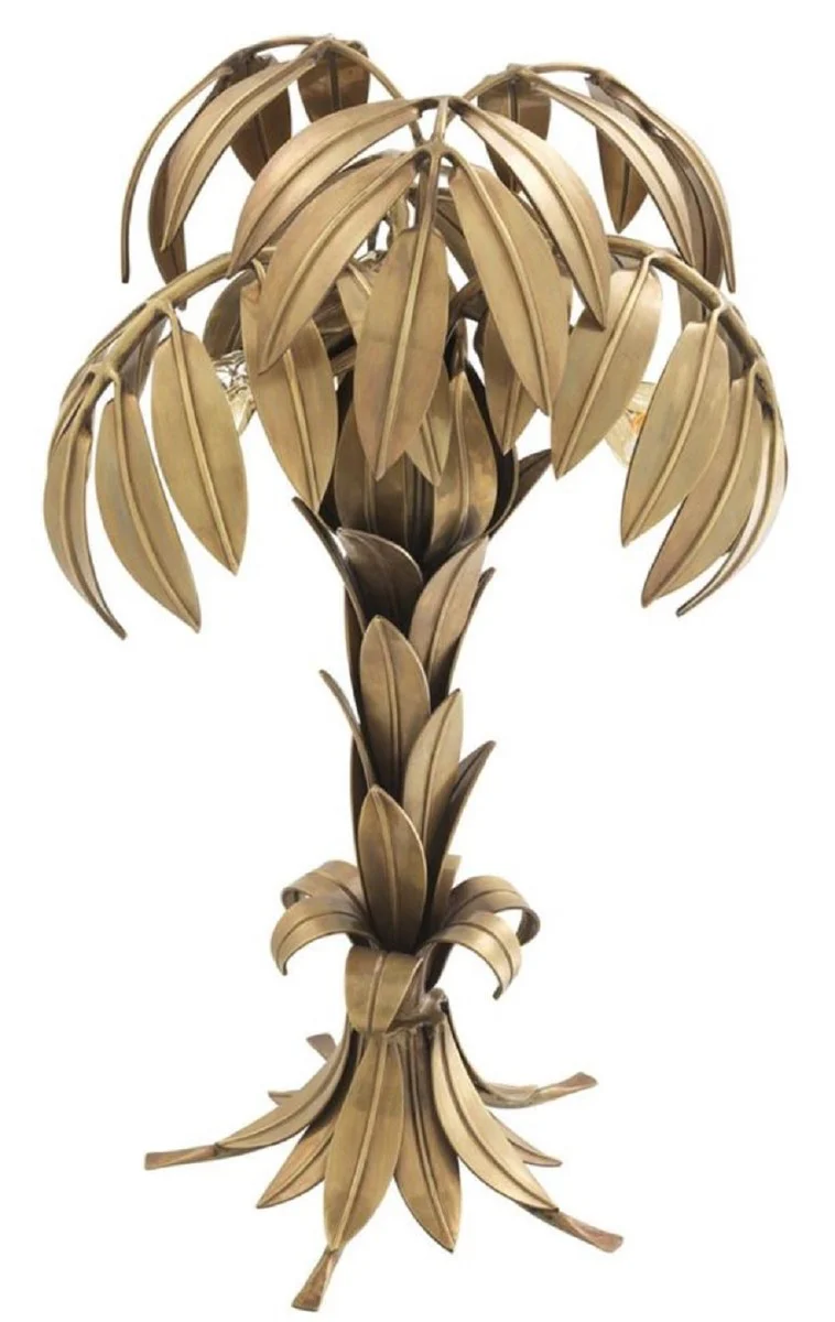 Casa Padrino lámpara de mesa de lujo latón vintage Ø 38 x H. 66,5 cm - Lámpara de Salón de Diseño en Diseño de Palmera