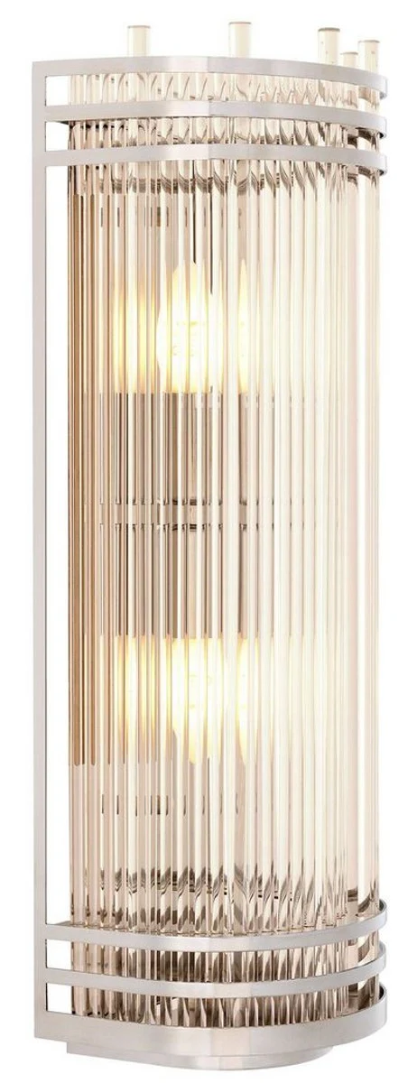 Casa Padrino lámpara de pared de lujo plata 18,5 x 15 x A 53,5 cm - Elegante aplique de metal con pantalla de vidrio - Colección de Lujo