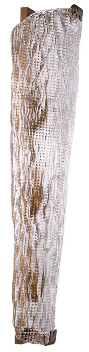 Casa Padrino lámpara de pared de lujo latón antiguo 20 x 14,5 x A. 62,5 cm - Lámpara de pared de salón con pantalla de vidrio hecha a mano - Iluminación de lujo - Interior de lujo