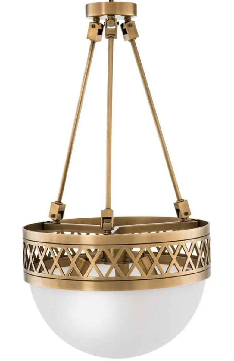 Casa Padrino araña de lujo de latón antiguo / blanco Ø 36 x H. 67,5 cm - Calidad de Lujo