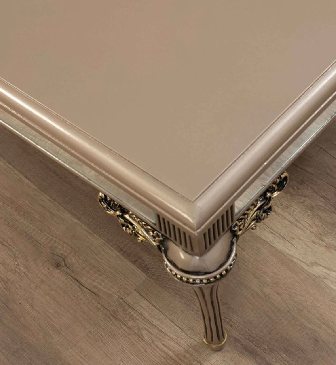 Casa Padrino mesa de centro barroco de lujo gris / negro / oro - Magn¨ªfica mesa de sal¨®n de madera maciza en estilo barroco - Muebles de sal¨®n barrocos - Noble y Magn¨ªfico