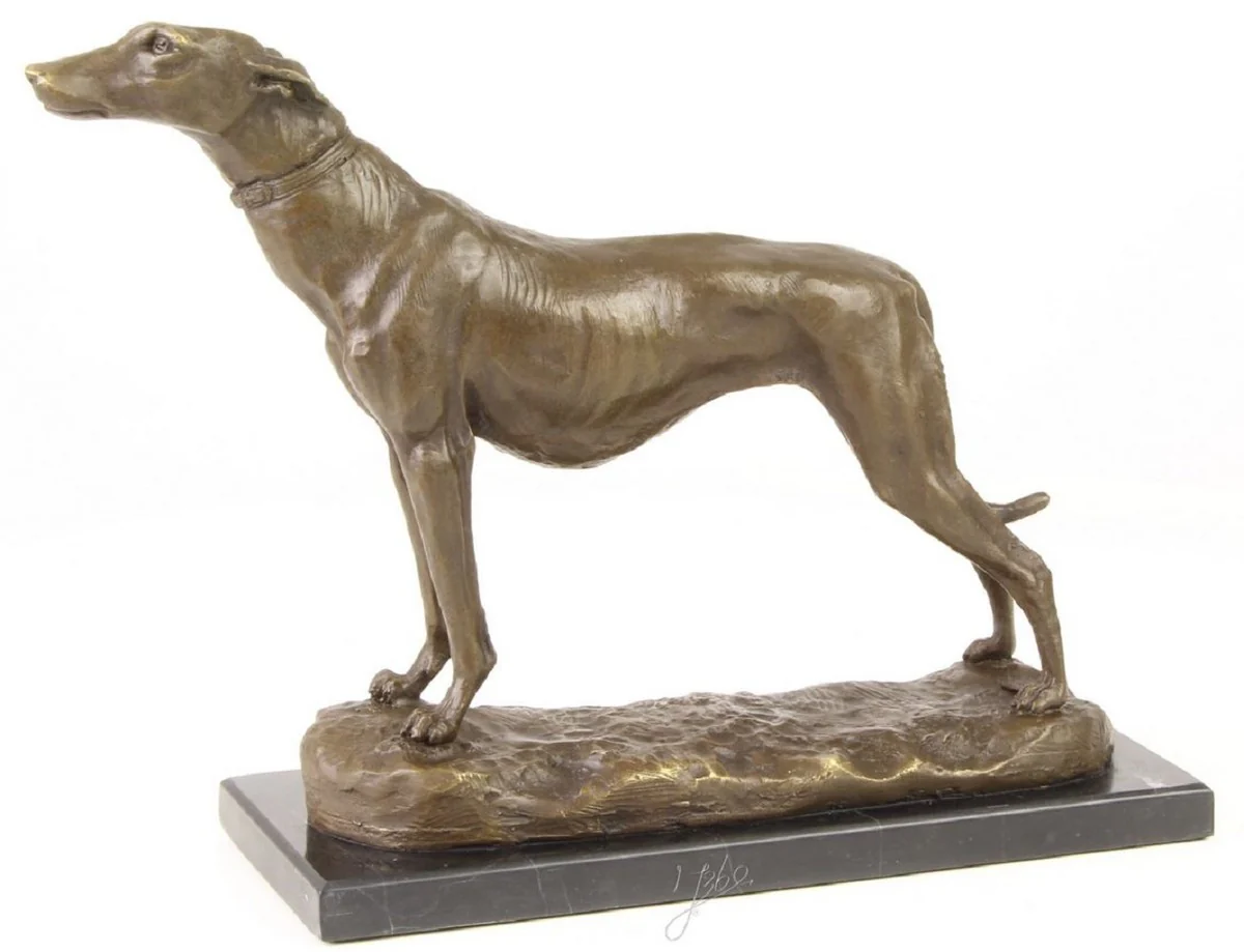 Casa Padrino lujosa figura de bronce en galgo con base de mármol bronce / oro / negro H. 24,5 cm - Figura de Decoración de Lujo