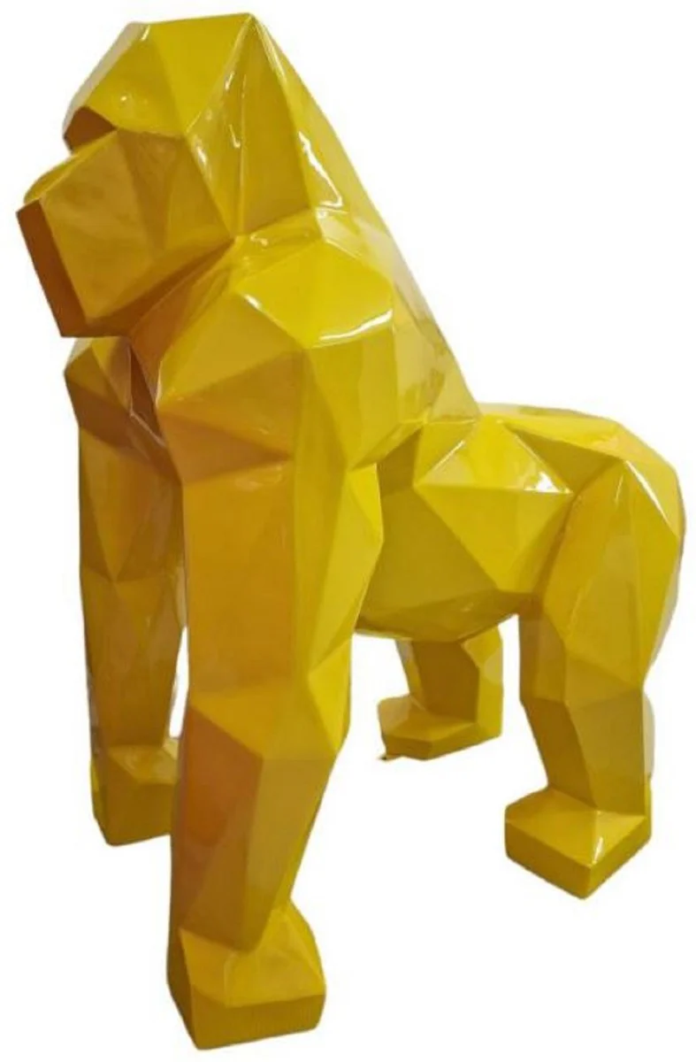 Casa Padrino escultura decorativa de dise?o de lujo mono gorila amarillo 118 x 78 x A. 128 cm - Escultura de tama?o natural decorativa - Figura decorativa XXL - Figura animal abstracta de lujo XXL