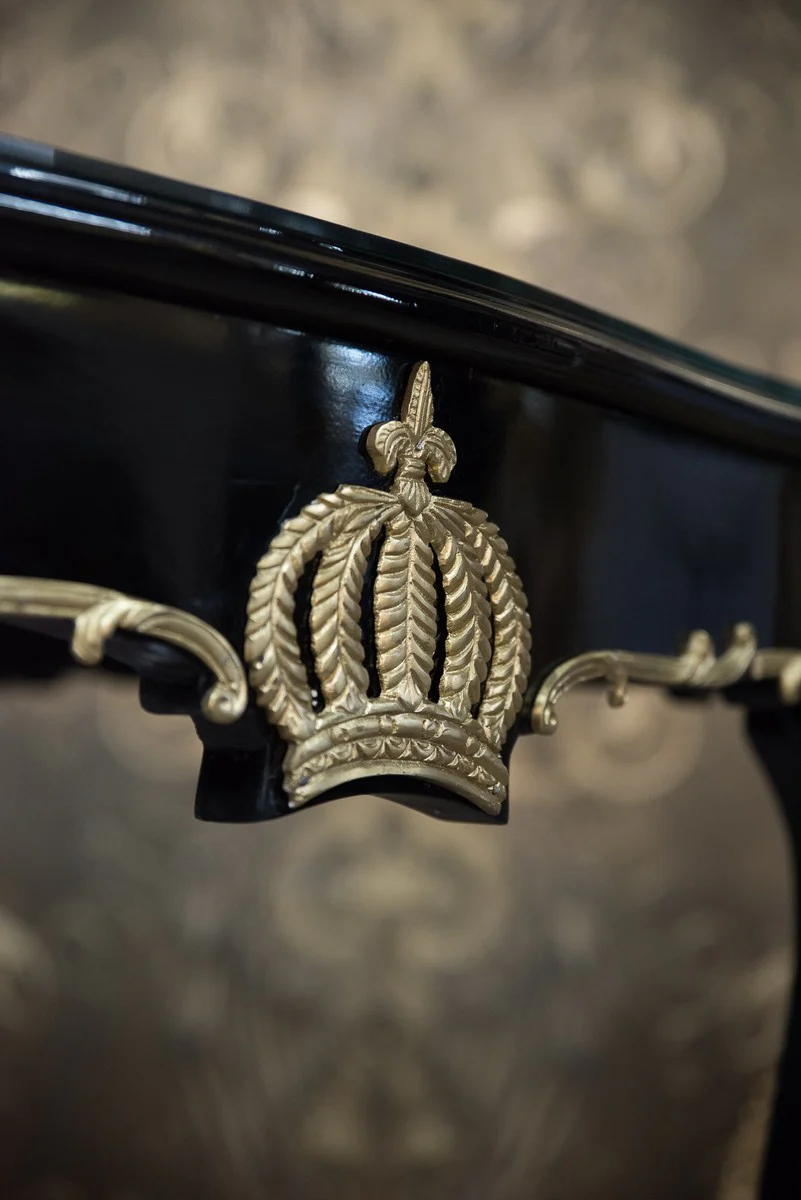 Pomp??s by Casa Padrino baroque dining table with glass top black / gold - Pomp??s baroque dining room table designed by Harald Gl??ckler