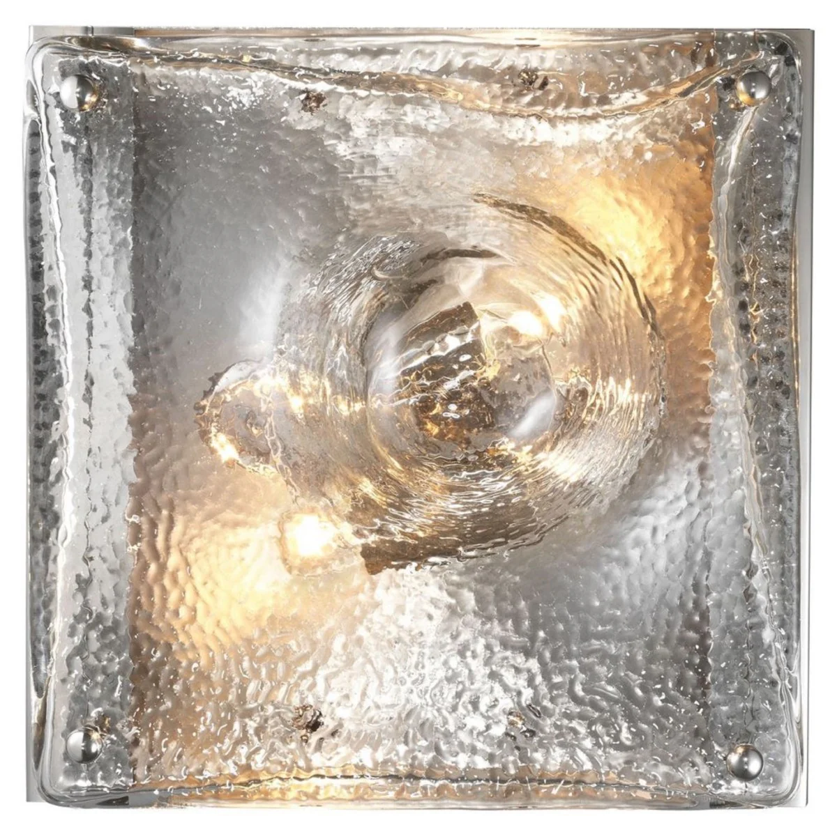 Casa Padrino lámpara de pared de diseño plata 26 x 19 x H. 26 cm - Lámpara de Diseño con Vidrio Hecho a Mano