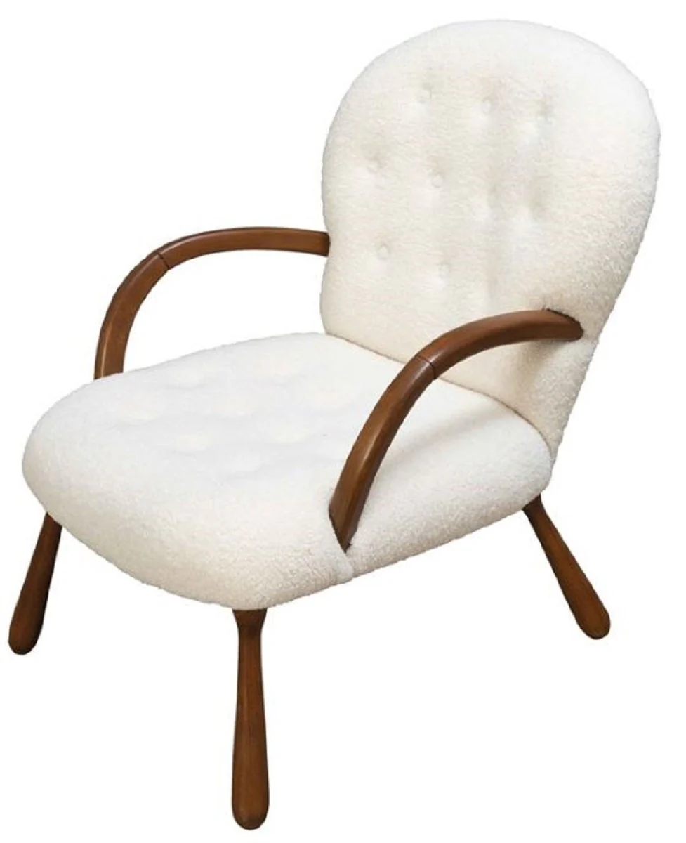 Casa Padrino sill¨®n de lujo blanco / marr¨®n oscuro 65 x 85 x A. 90 cm - Sill¨®n de sal¨®n - Sill¨®n de hotel - Muebles de sal¨®n - Muebles de hotel - Muebles de lujo - Interiores de lujo