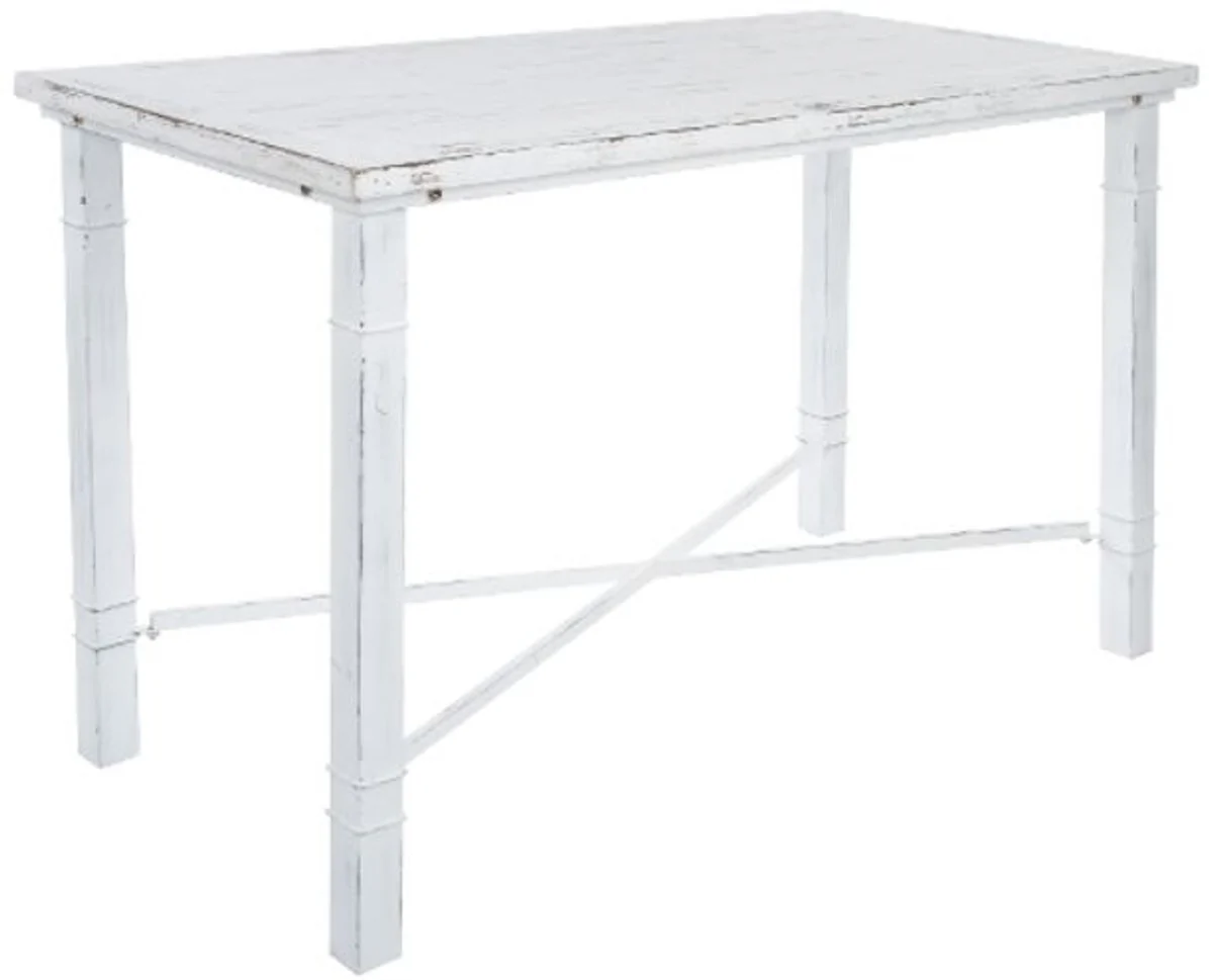 Casa Padrino Mesa de Comedor Estilo Rural Blanco Antiguo 100 x 50 x H. 70 cm - Mesa Shabby Chic Comedor