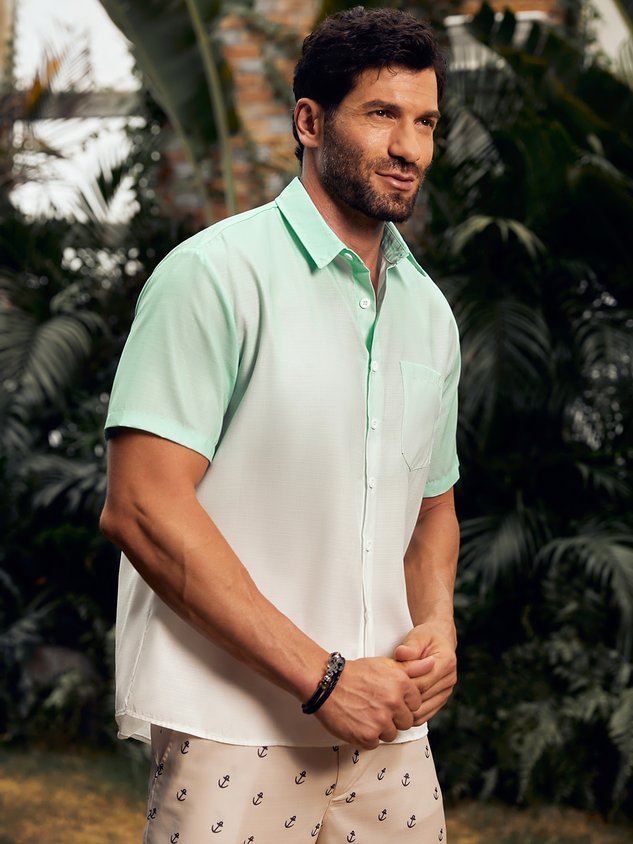 Gradient Color Short Sleeve Resort Shirt