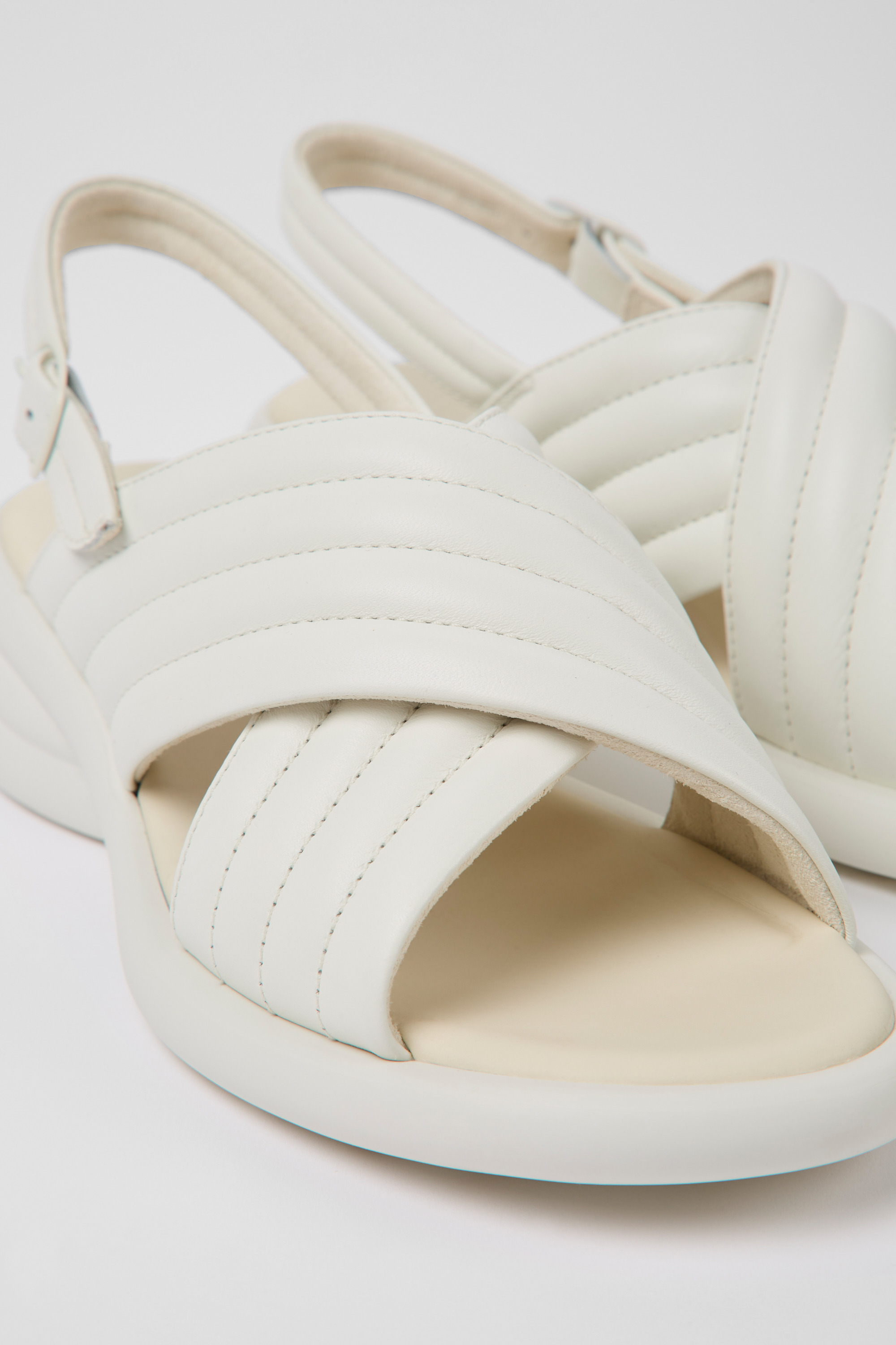 Spiro - White leather sandals for women