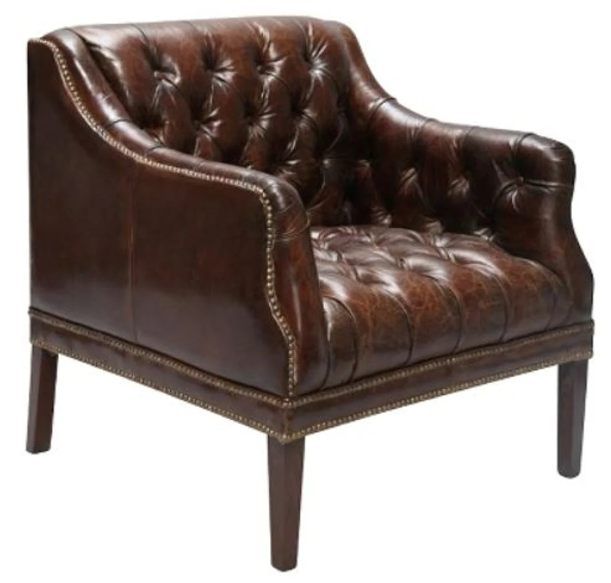 Casa Padrino luxury genuine leather living room armchair dark brown 80 x 84 x H. 79 cm - Chesterfield Furniture