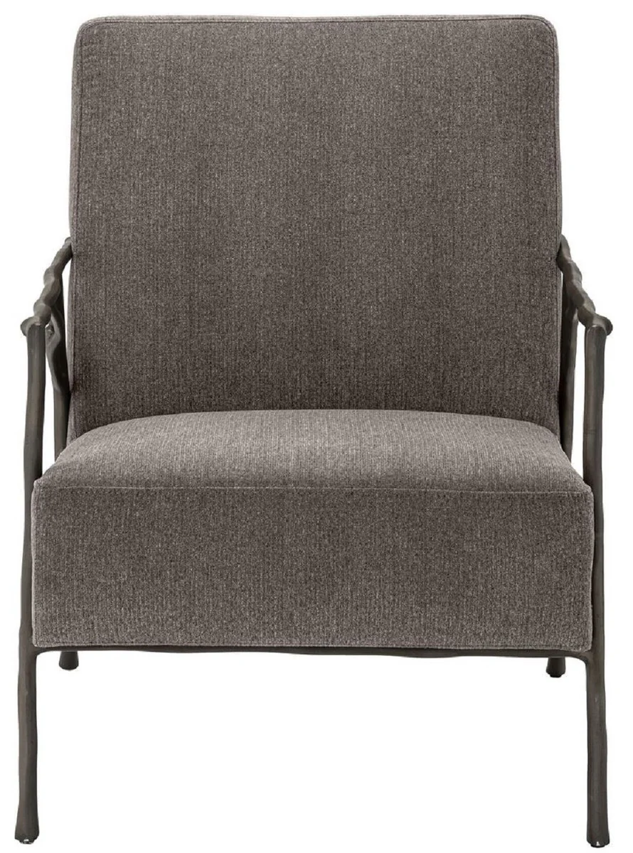 Casa Padrino sill¨®n de lujo gris marr¨®n / bronce 63 x 81 x A. 82 cm - Sill¨®n de Sal¨®n - Sill¨®n de Hotel - Muebles de Lujo