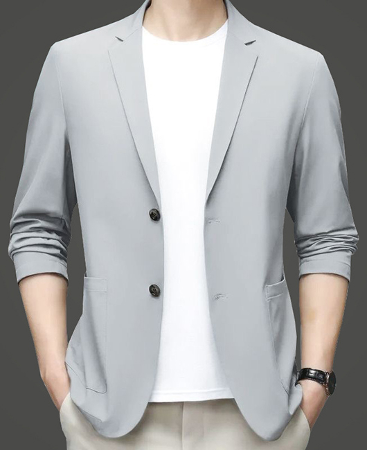 Daily Utility Pocket Notch Lapel Single Breasted Solid Blazer