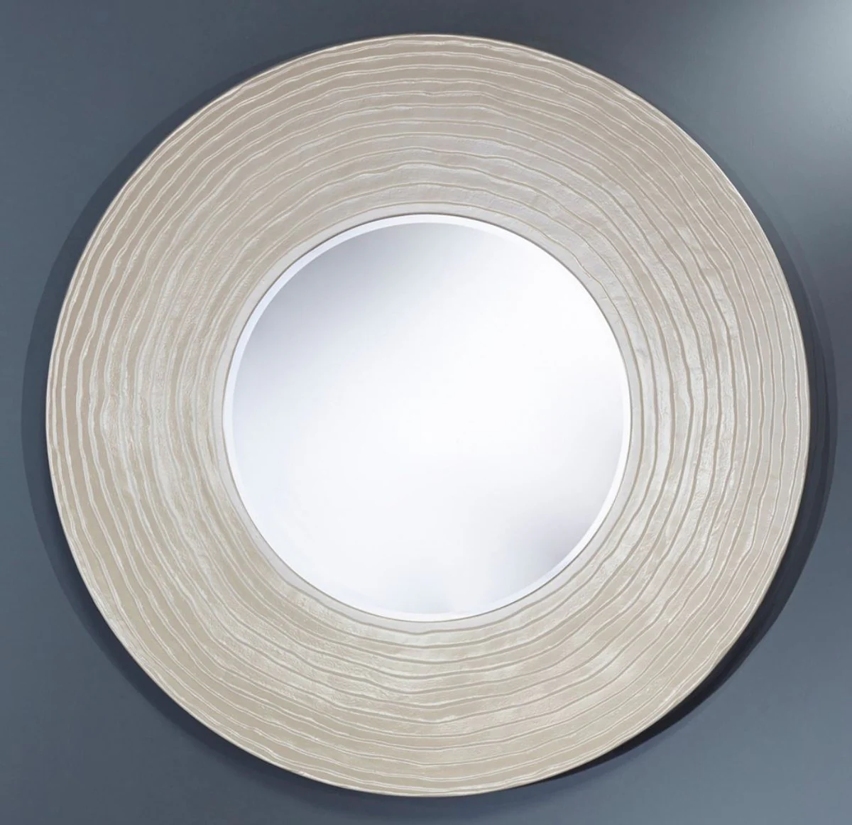 Casa Padrino espejo de pared de sala de estar blanco perla ? 109 cm - Accesorios de Sala de Estar de Lujo