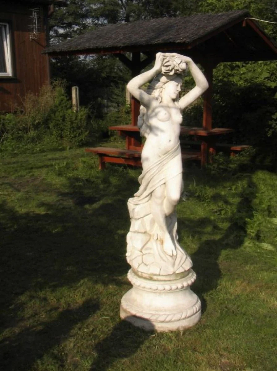 Casa Padrino Art Nouveau Escultura Virgen Ø 47 x H. 130 cm - Espléndida Decoración de Jardín - ¡Especial!