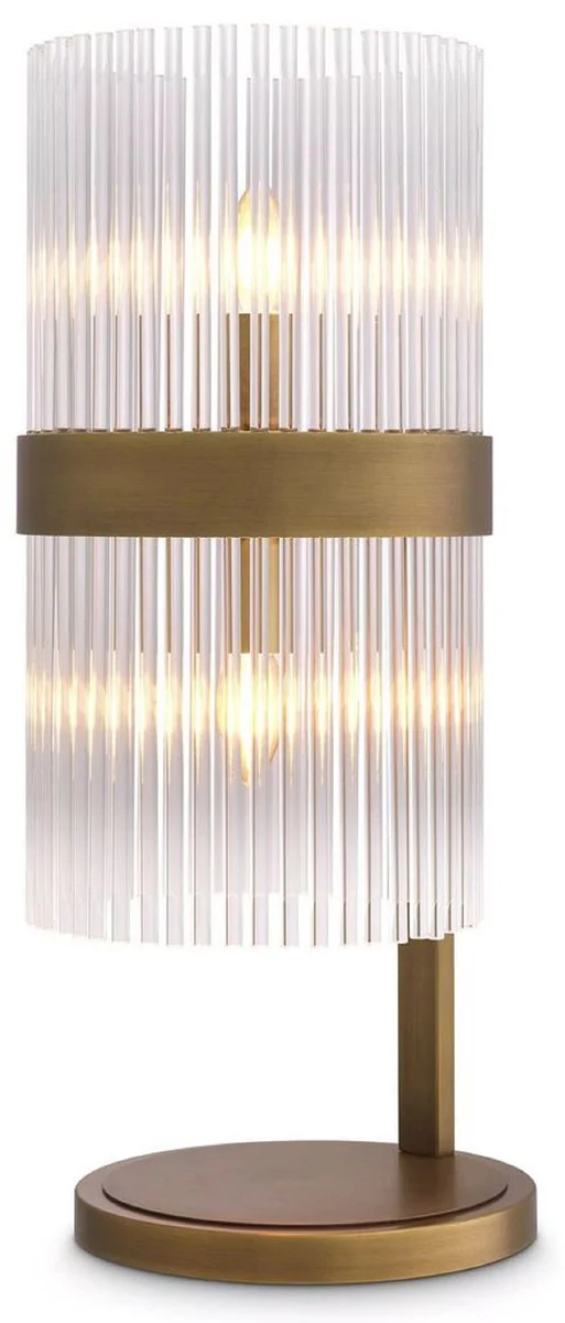 Casa Padrino lámpara de mesa de lujo latón antiguo 28 x 23,5 x A. 60,5 cm - Elegante lámpara de escritorio de estilo retro - Colección de Lujo