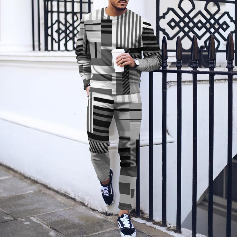 Men's Casual Personality Print Suit 013