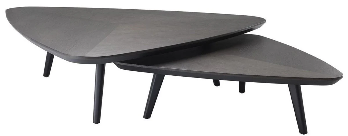 Casa Padrino conjunto de mesa de centro de lujo moca - 2 Mesas de sal¨®n de madera maciza - Muebles de Sala - Calidad de Lujo