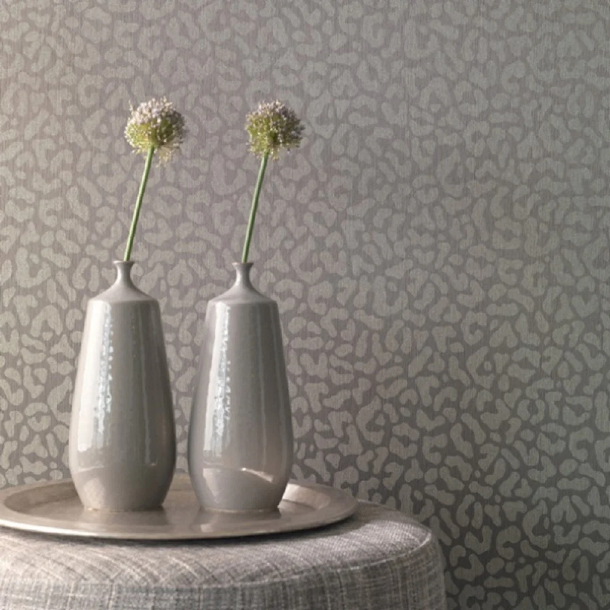 Casa Padrino papel tapiz textil barroco gris / plata 10,05 x 0,53 m - Papel Pintado para Sala de Estar - Accesorios Decorativos