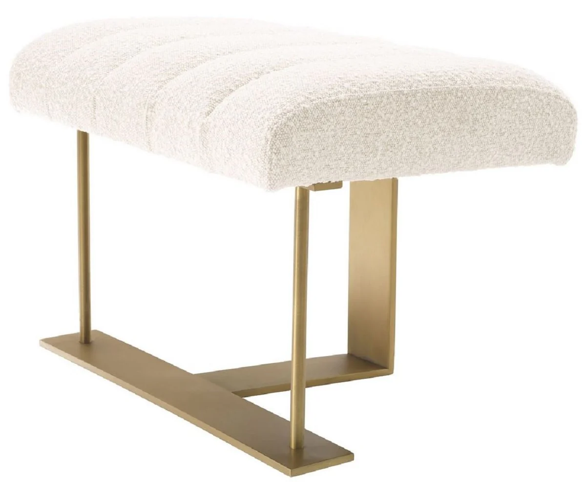 Casa Padrino taburete de lujo crema / lat¨®n 62 x 46 x A. 45 cm - Taburete tapizado con estructura de acero inoxidable - Muebles de Sal¨®n y Hotel de Lujo - Calidad de Lujo
