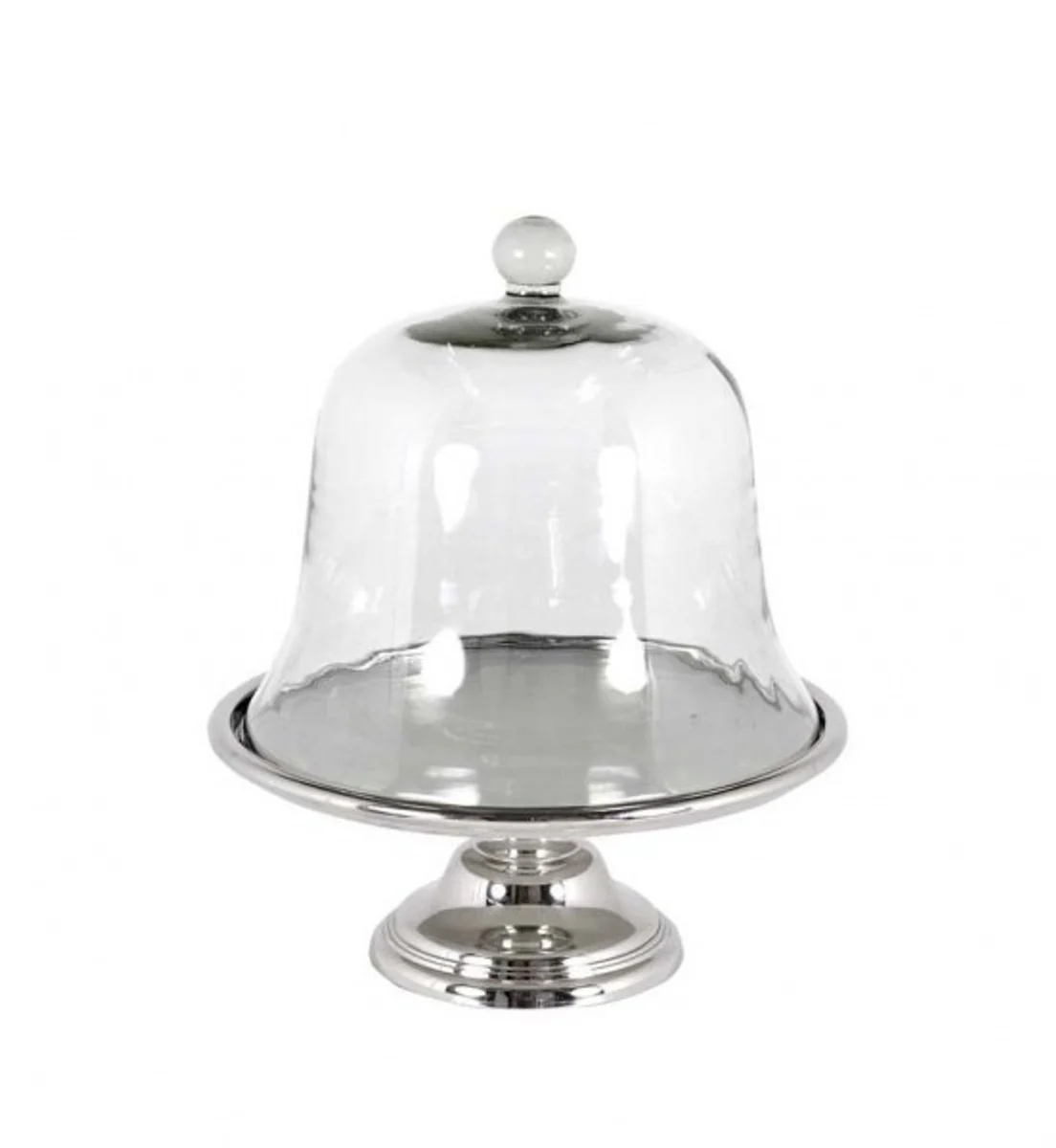 Casa Padrino luxury art deco cake bell nickel finish and glass lid - Cake Stand