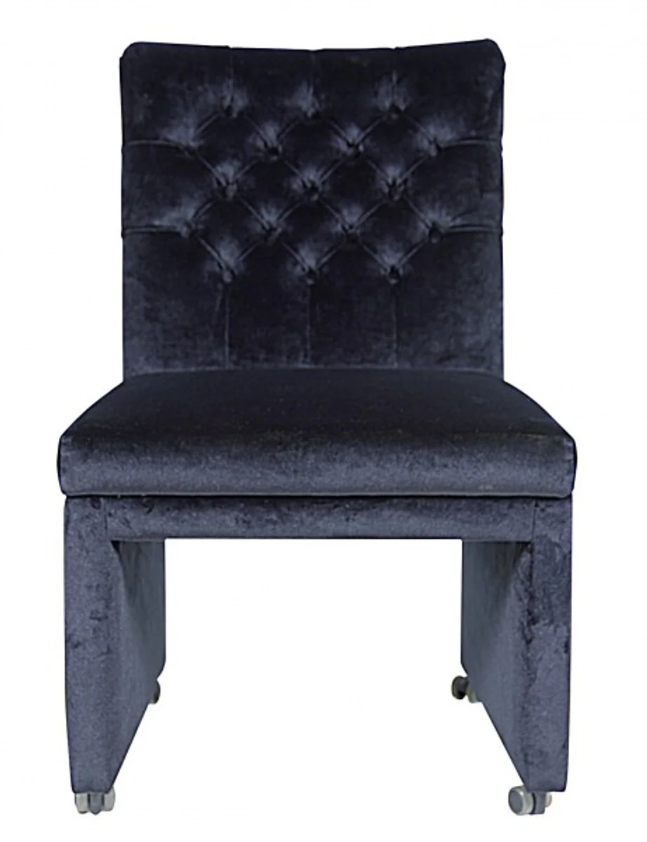 Casa Padrino Designer Dining chair / modef 320 Black Velvet - Hotel Facilities - chair with casters