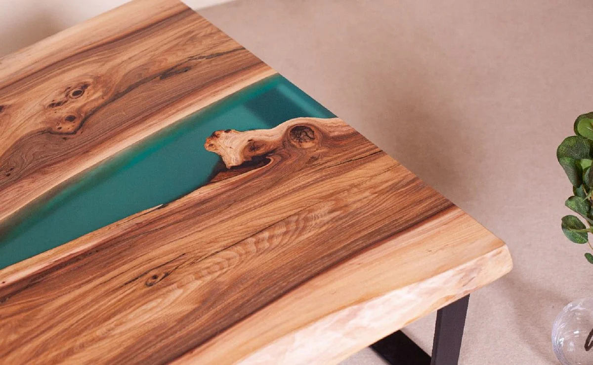 Casa Padrino mesa de centro de lujo marr¨®n / natural / verde / negro 95 cm