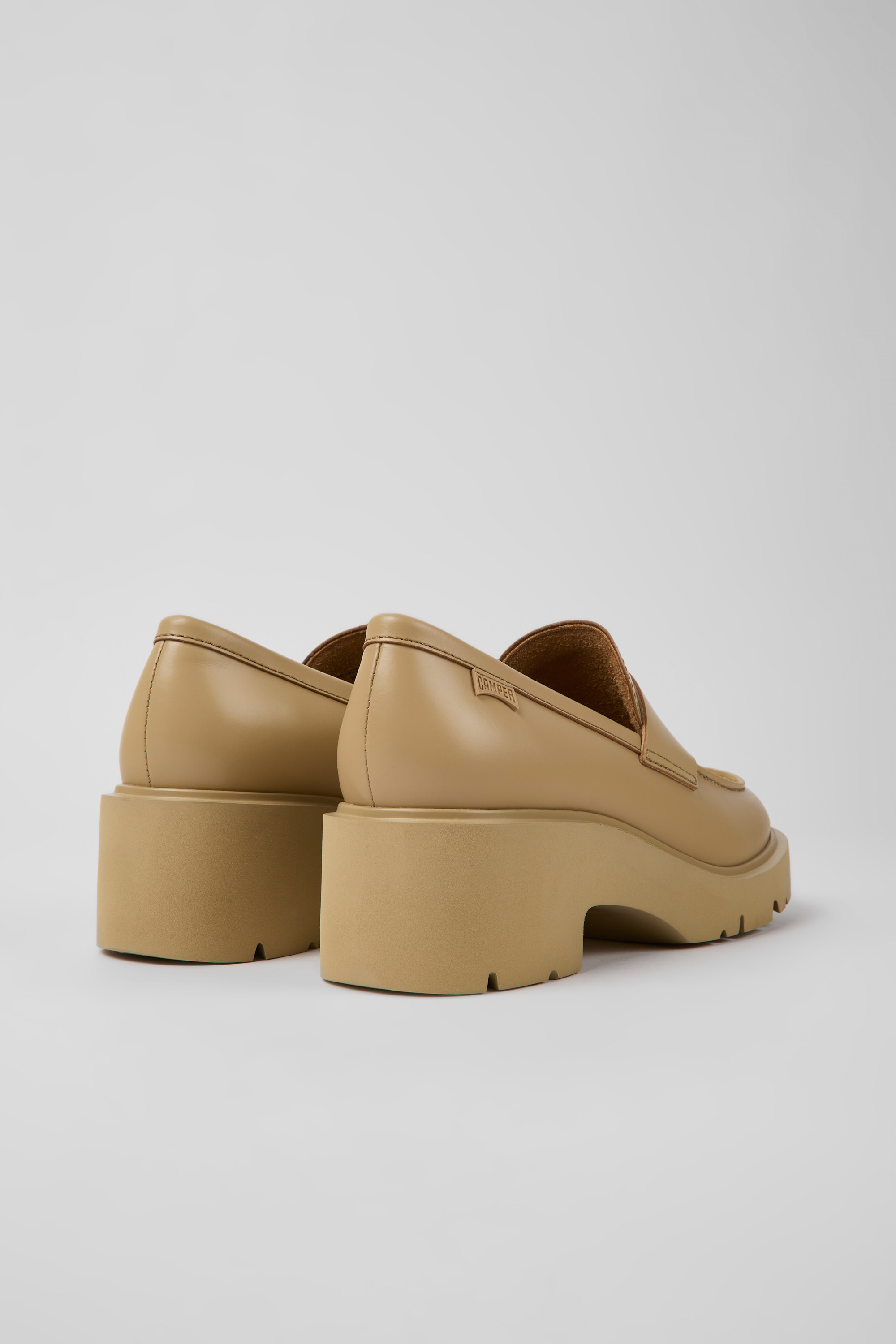 Milah - Beige leather loafers for women