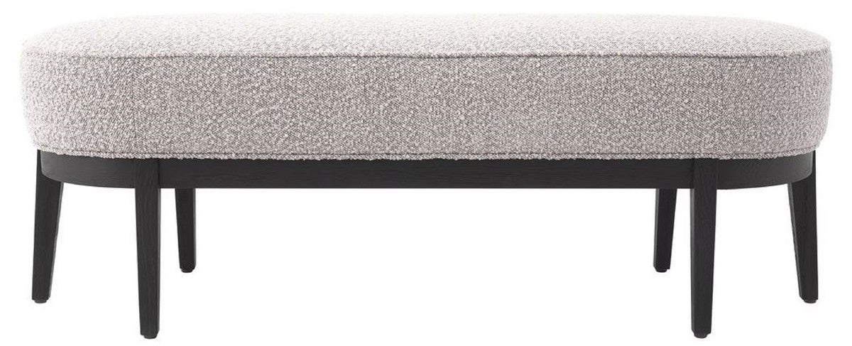Casa Padrino banco de lujo gris / negro 132 x 45 x A. 47 cm - Banco de salón tapizado - Muebles de Sala de Estar - Muebles de Hotel - Colección de Lujo