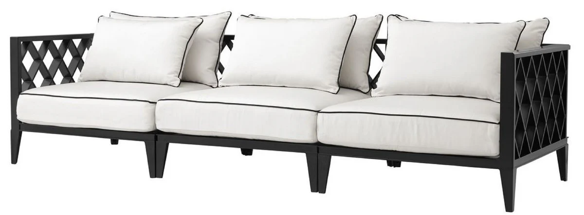 Casa Padrino sof¨¢ de sala de estar de lujo con cojines negro mate / blanco 275,5 x 93 x H. 69 cm - Muebles de Sala