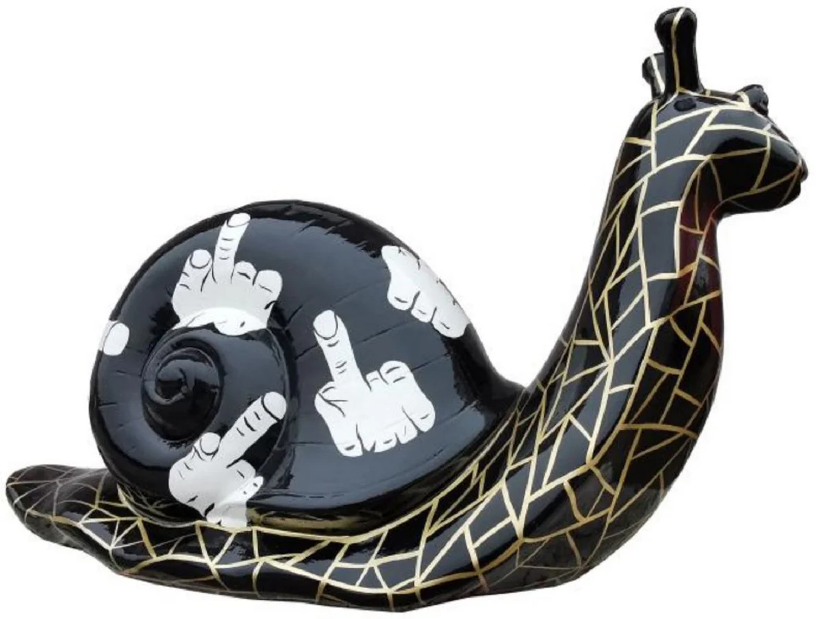 Casa Padrino escultura decorativa de diseño de lujo caracol negro / blanco / oro 100 x A. 50 cm - Figura decorativa grande XXL - Escultura decorativa XXL - Esculturas y figuras decorativas XXL