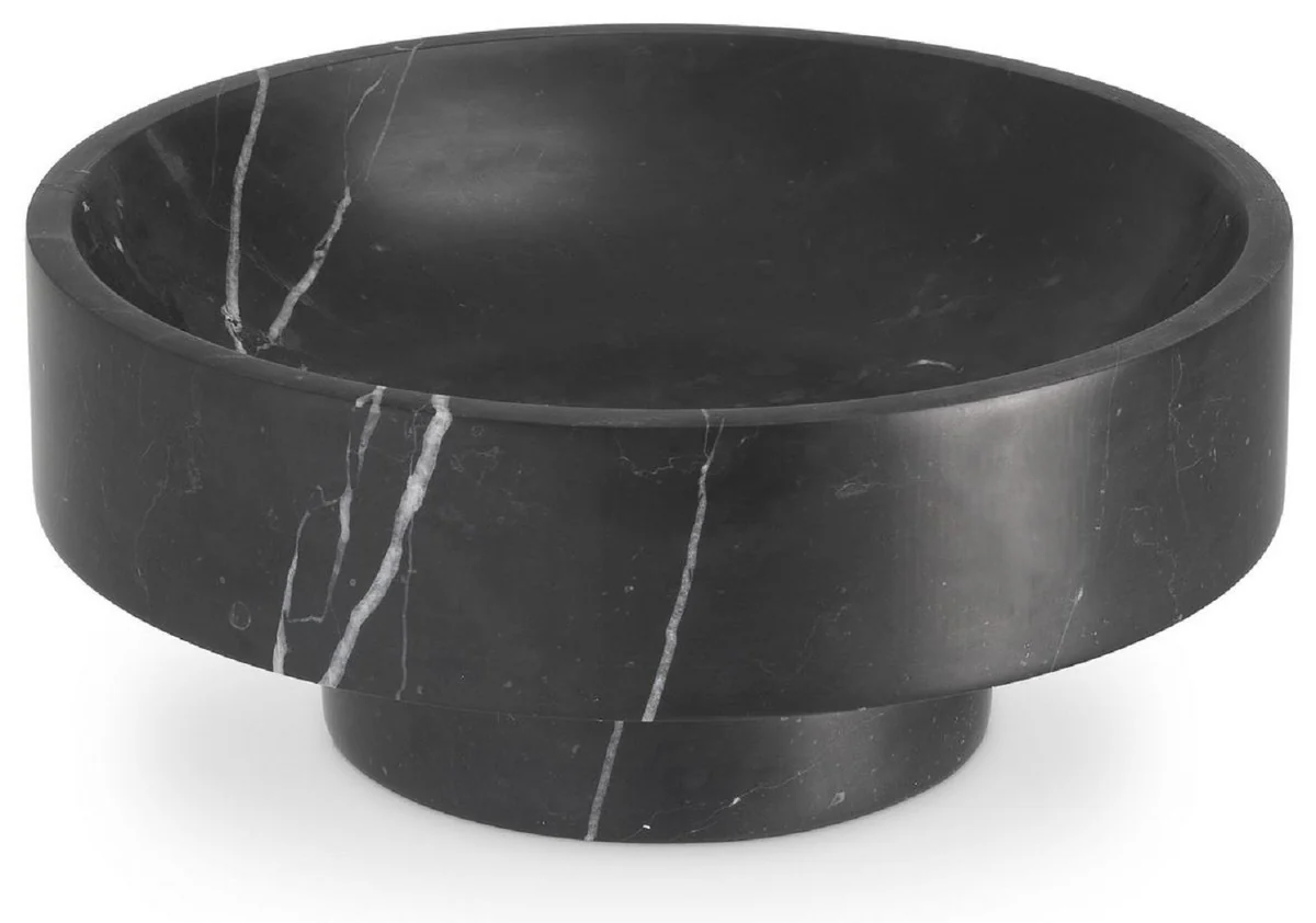 Casa Padrino cuenco de lujo negro Ø 33 x A. 13 cm - Tazón decorativo redondo de mármol de alta calidad - Accesorios decorativos de lujo