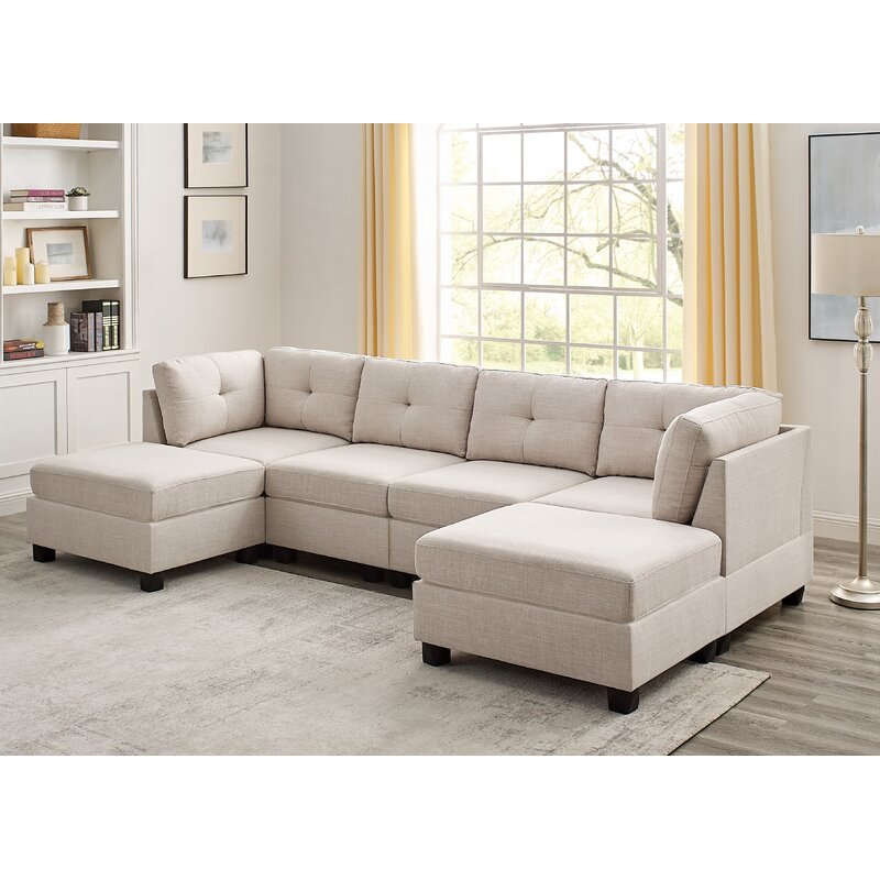 Chenault 92��� Wide Reversible Modular Sofa & Chaise With Ottoman