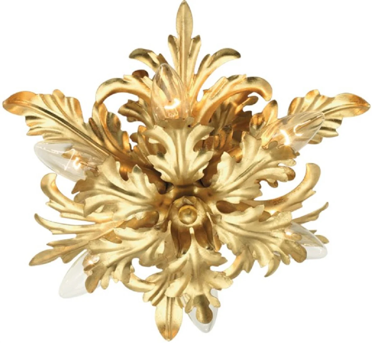 Casa Padrino lámpara de techo barroco de lujo oro Ø 35 x A. 13 cm - Lámpara de techo de salón barroco - Lámpara de techo de hotel barroco - Muebles Barrocos