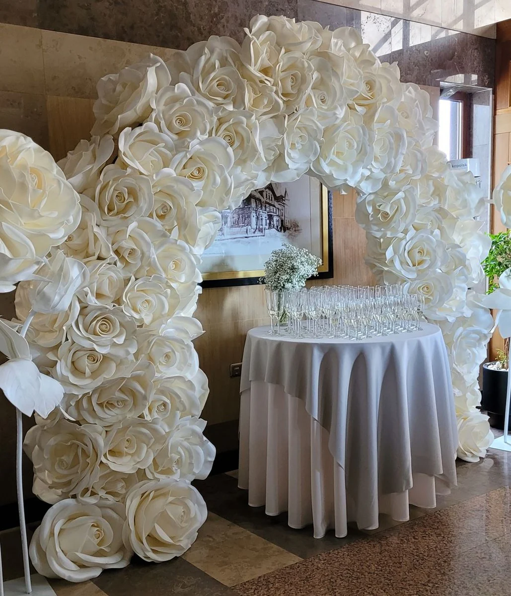 Casa Padrino arco de rosas de boda decorativo de lujo blanco / crema 250 x A. 230 cm - Accesorios decorativos para bodas